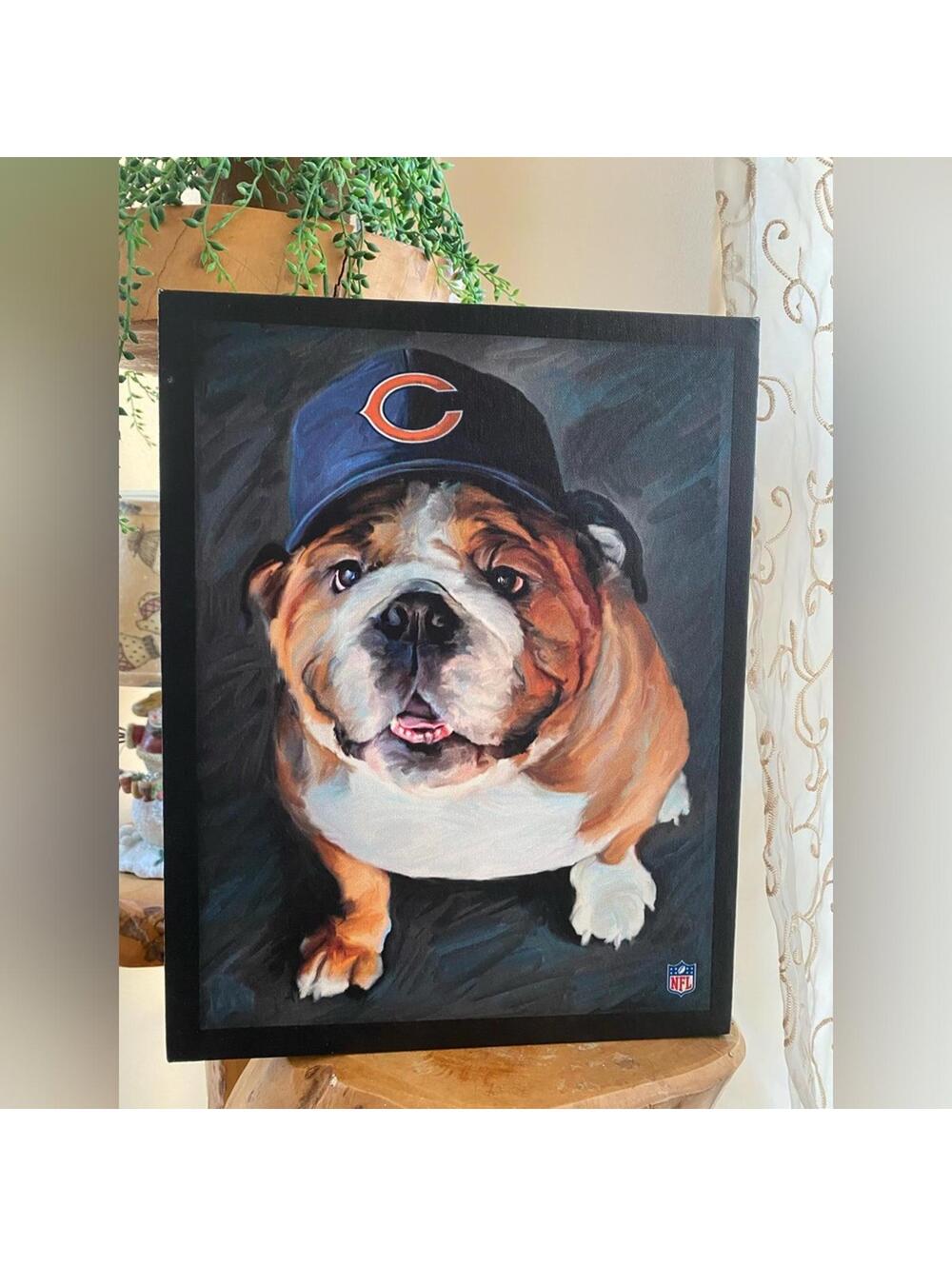 Chicago Bears Bulldog Canvas Wall Art Hand Painted 20x28